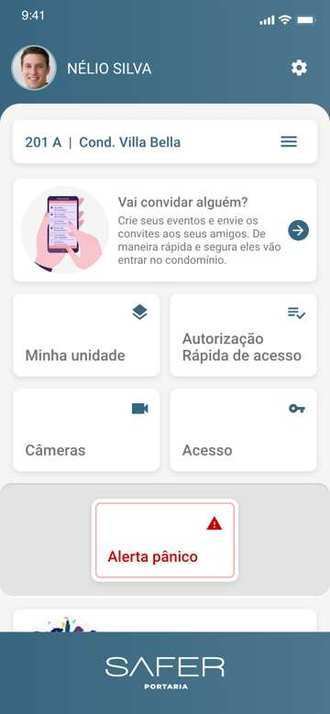 Tela inicial do app do morador